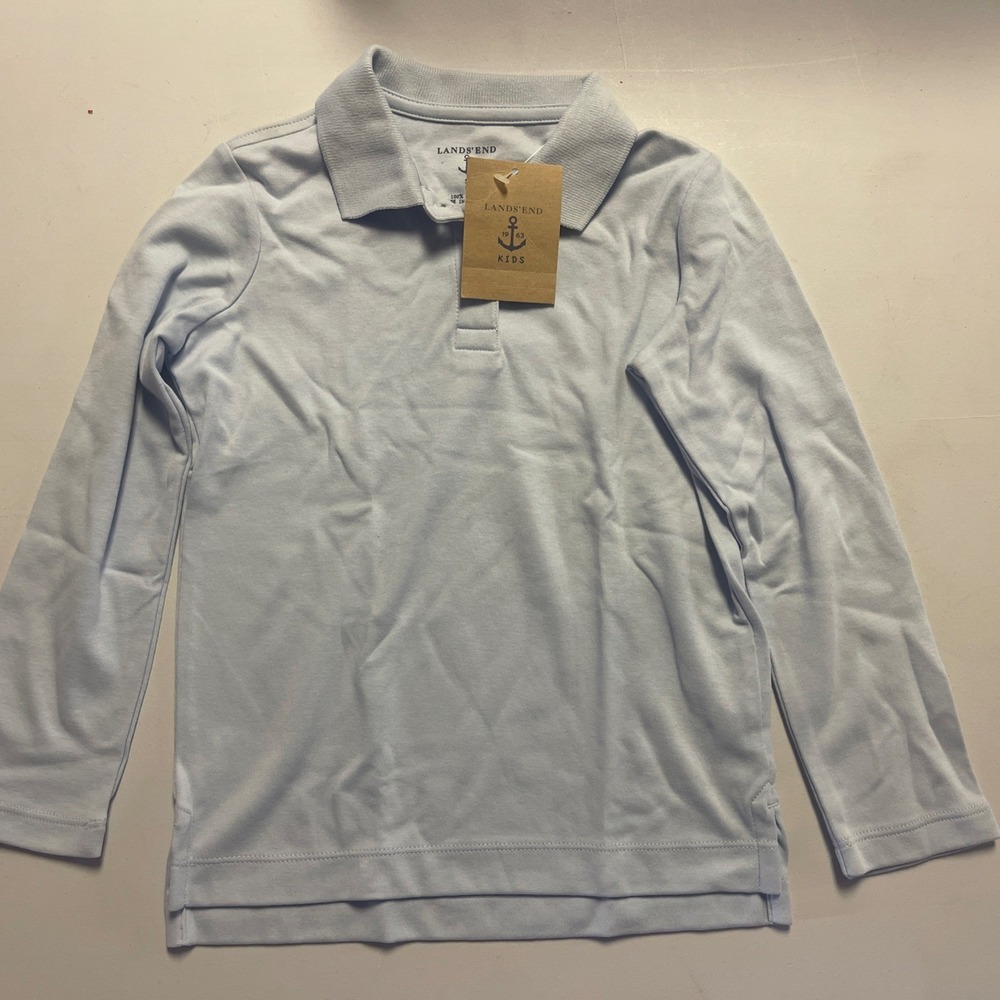 Lands End Kids Black long sleeve Polo Size Small (4)